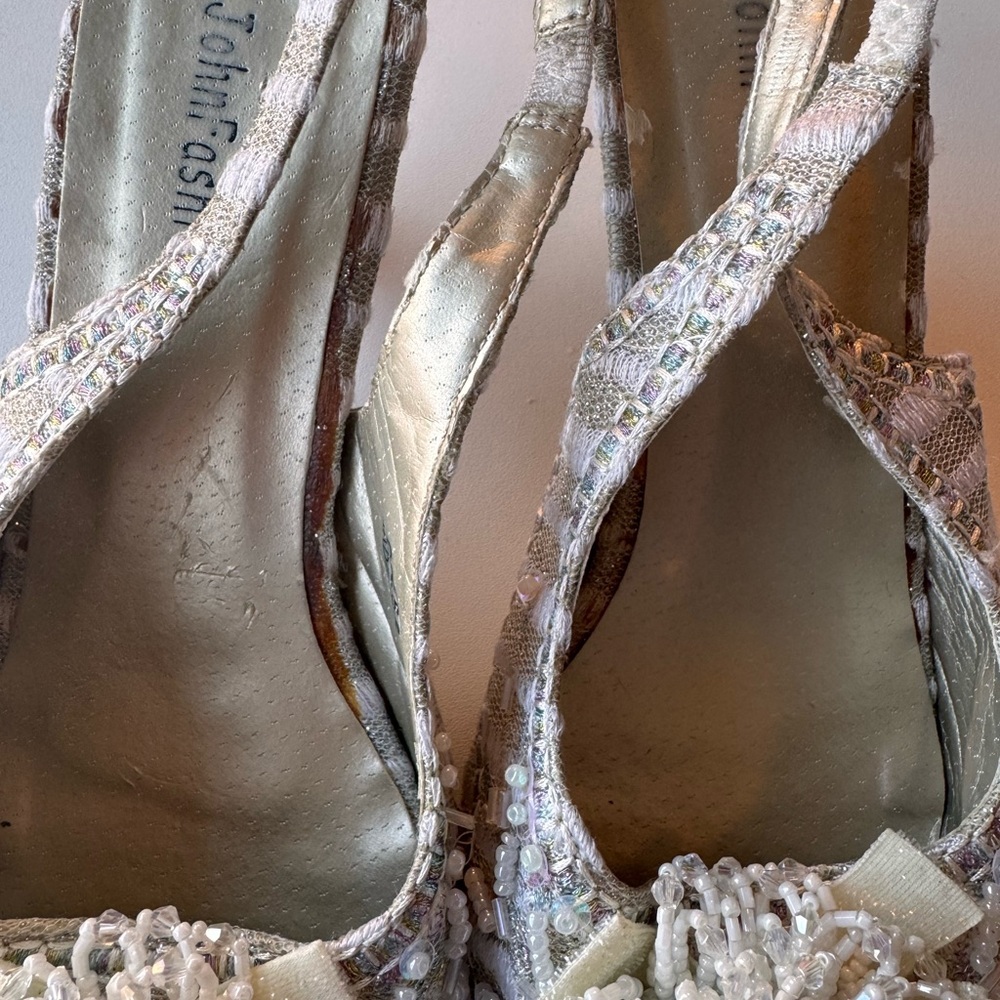 Vintage John Fashion Beaded Slingback Heels - Picture 6 of 8